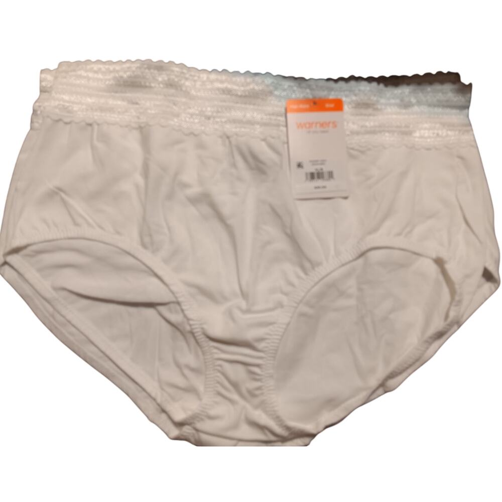 Warners High Waist Briefs (3 Pack) NEW White Womens Size XL/8